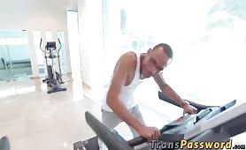 Hot tranny Naomi Chi  fucked  in a gym 